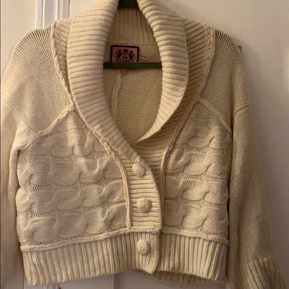Juicy Couture cropped off white sweater size L